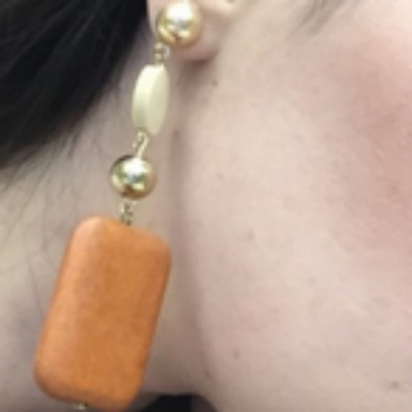 Boho fashion Earrings Round Wood Square jew - Picture 2 of 3